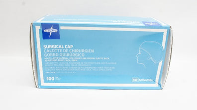 Medline NON61980 Multi-Layer Material Blue Surgical Cap - Box of 100